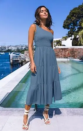 2024 Women's Navy Blue Pleated Summer Dress — feature 15