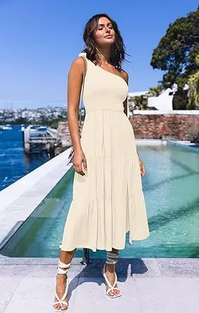 2024 Women's Navy Blue Pleated Summer Dress — feature 31