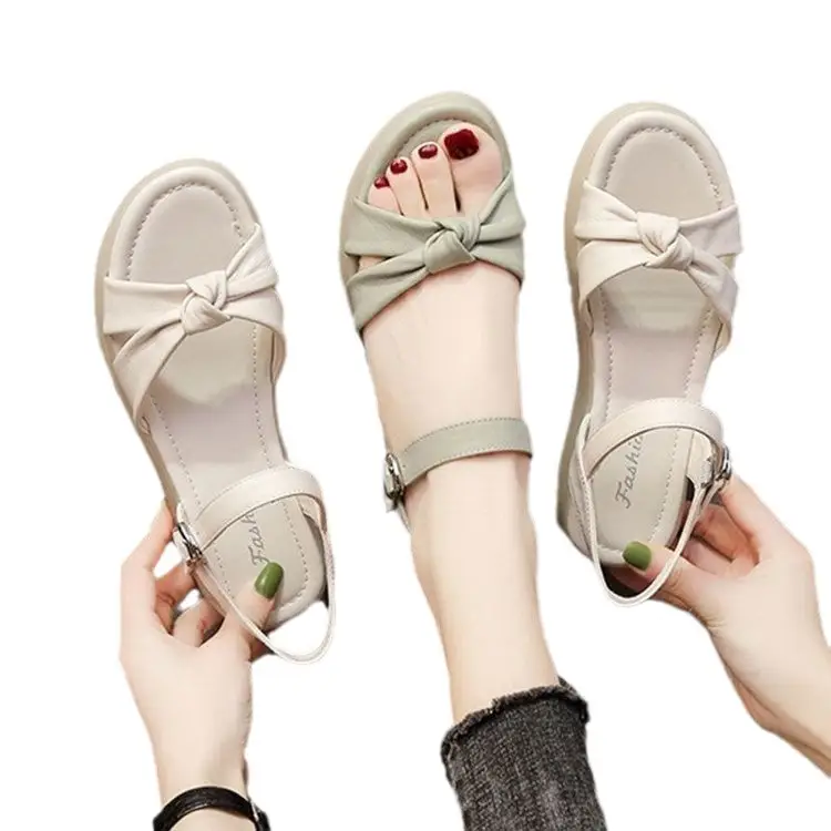 Thick-soled sandals for women 2024 new summer flat-soled women's shoes with soft soles soft leather fairy wind beach sandals - Image 7