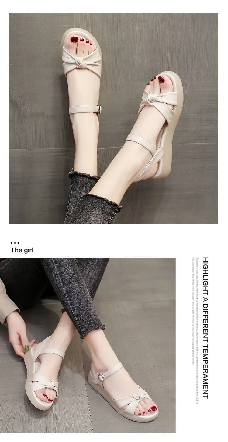 Thick-soled sandals for women 2024 new summer flat-soled women's shoes with soft soles soft leather fairy wind beach sandals — feature 11