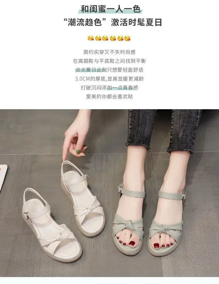 Thick-soled sandals for women 2024 new summer flat-soled women's shoes with soft soles soft leather fairy wind beach sandals — feature 3