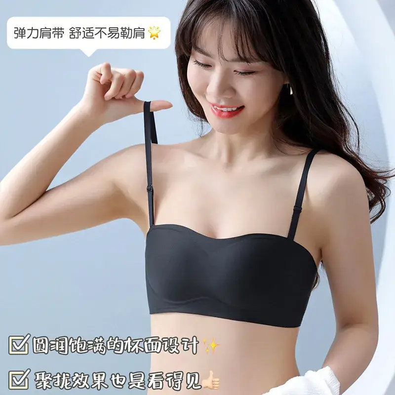 Black Strapless Non-Slip Tube Top Bra for Women - Image 6