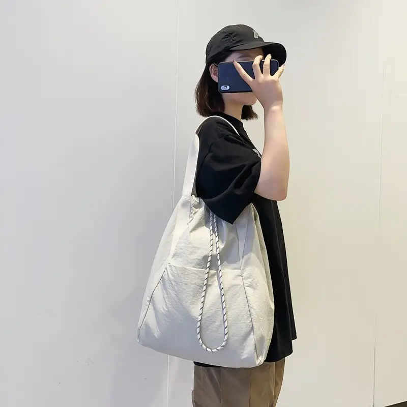 Black Nylon Shoulder Bag for Men Women Waterproof Sports - Image 8