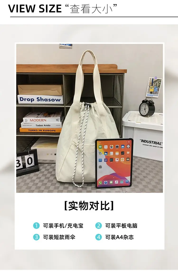Black Nylon Shoulder Bag for Men Women Waterproof Sports — feature 5