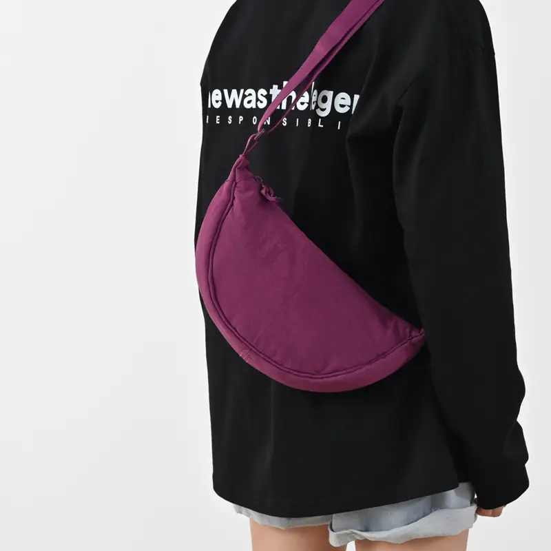 New Student Crossbody Bag Purple Nylon Satchel
