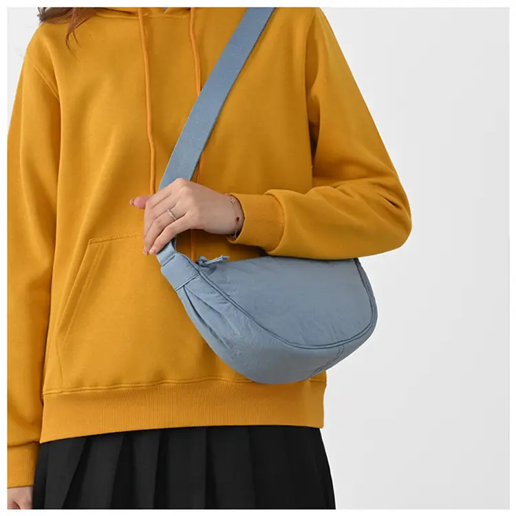 New Student Crossbody Bag Purple Nylon Satchel — feature 11