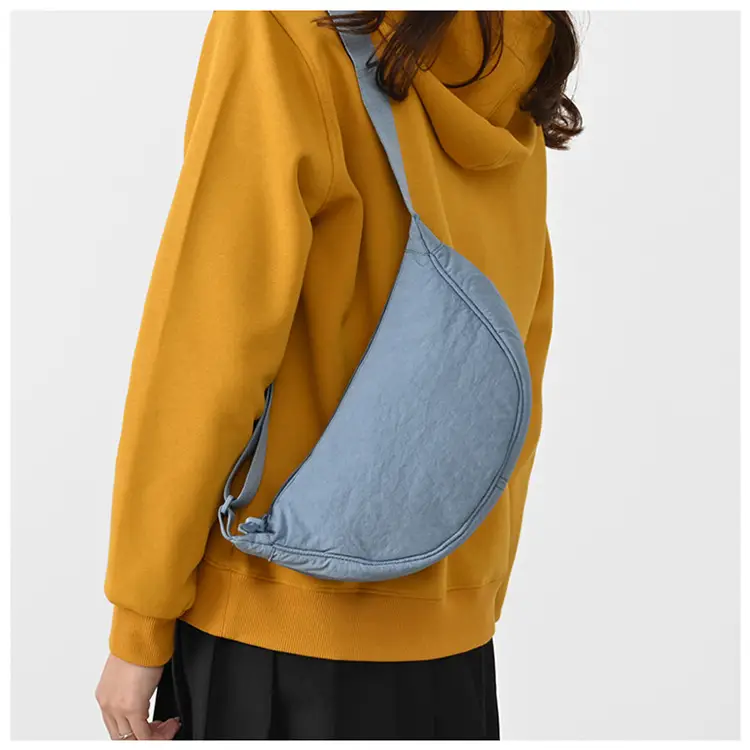 New Student Crossbody Bag Purple Nylon Satchel — feature 12