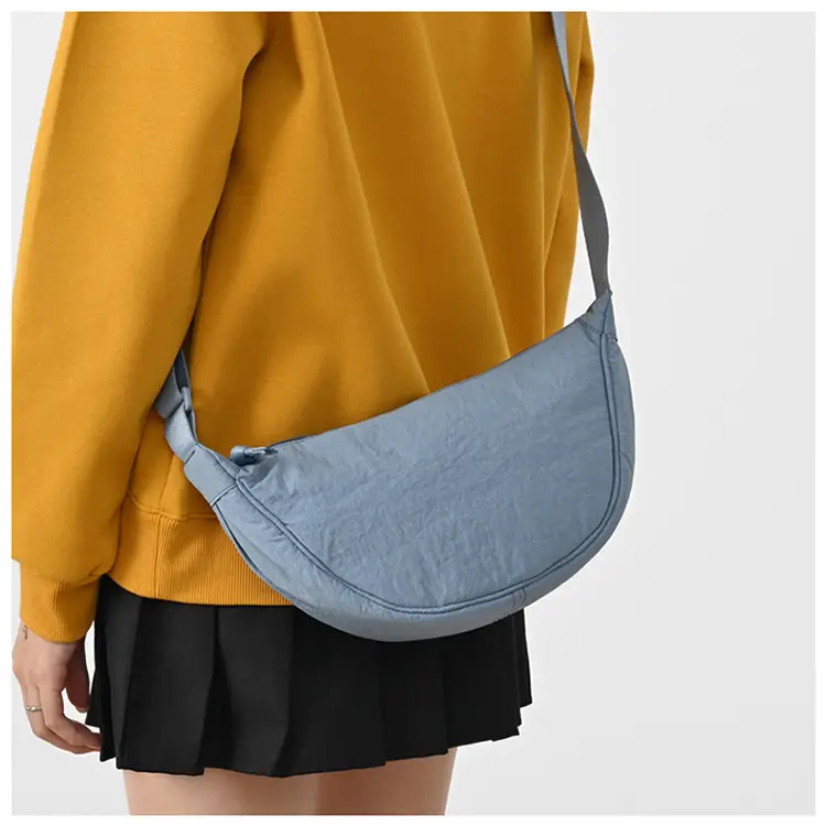 New Student Crossbody Bag Purple Nylon Satchel — feature 13