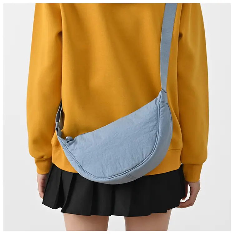 New Student Crossbody Bag Purple Nylon Satchel — feature 14