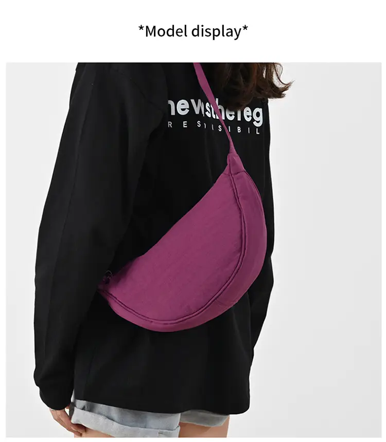 New Student Crossbody Bag Purple Nylon Satchel — feature 3