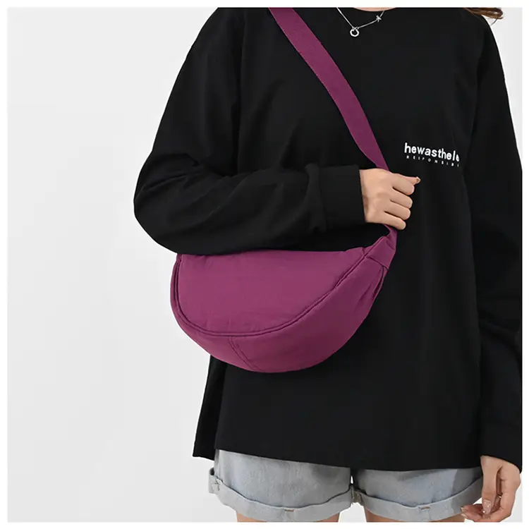 New Student Crossbody Bag Purple Nylon Satchel — feature 4