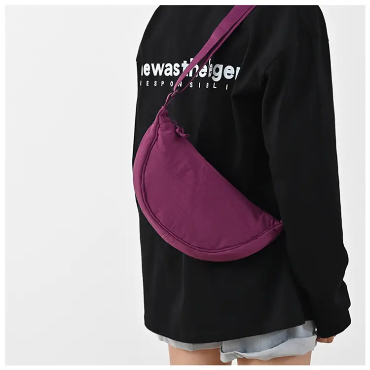 New Student Crossbody Bag Purple Nylon Satchel — feature 5