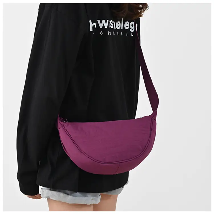 New Student Crossbody Bag Purple Nylon Satchel — feature 7