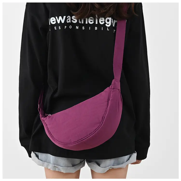 New Student Crossbody Bag Purple Nylon Satchel — feature 8
