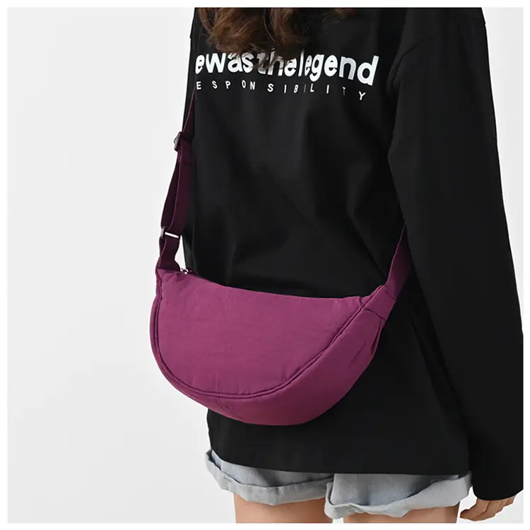 New Student Crossbody Bag Purple Nylon Satchel — feature 9