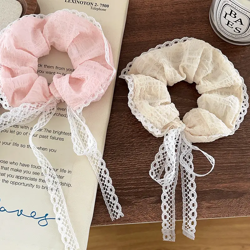 Lace Hair Bands for Women Pink White White