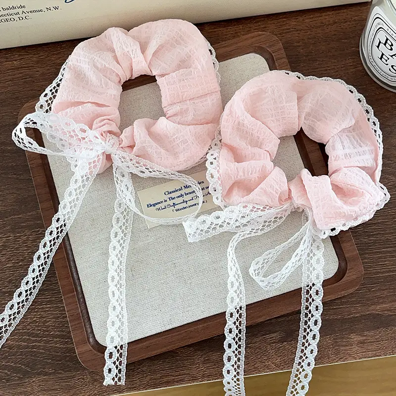 Lace Hair Bands for Women Pink White White