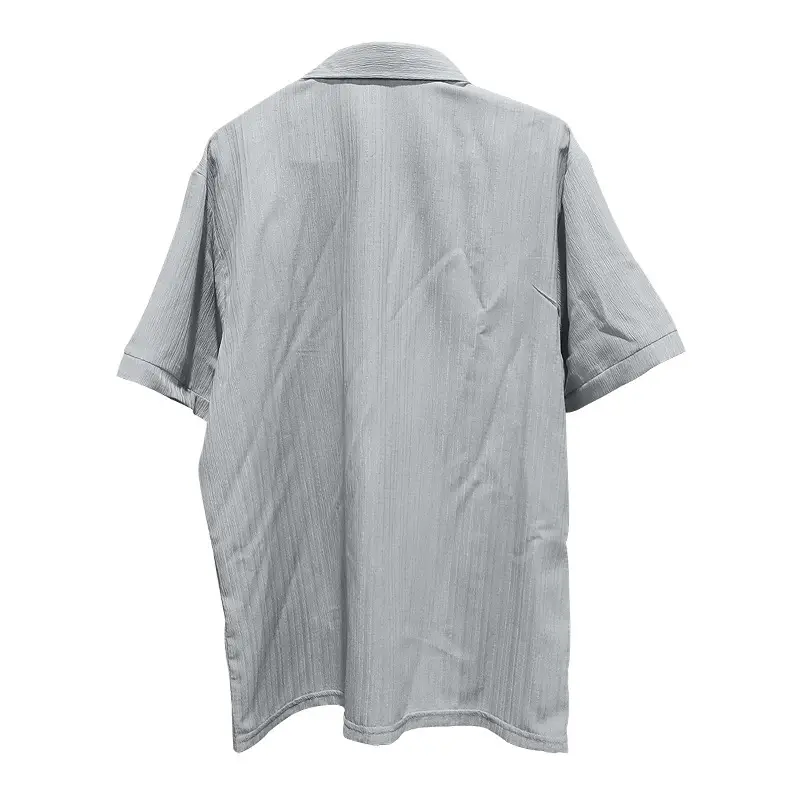 Men's 2025 Button Short-Sleeve Shirt Light Blue Striped — feature 27