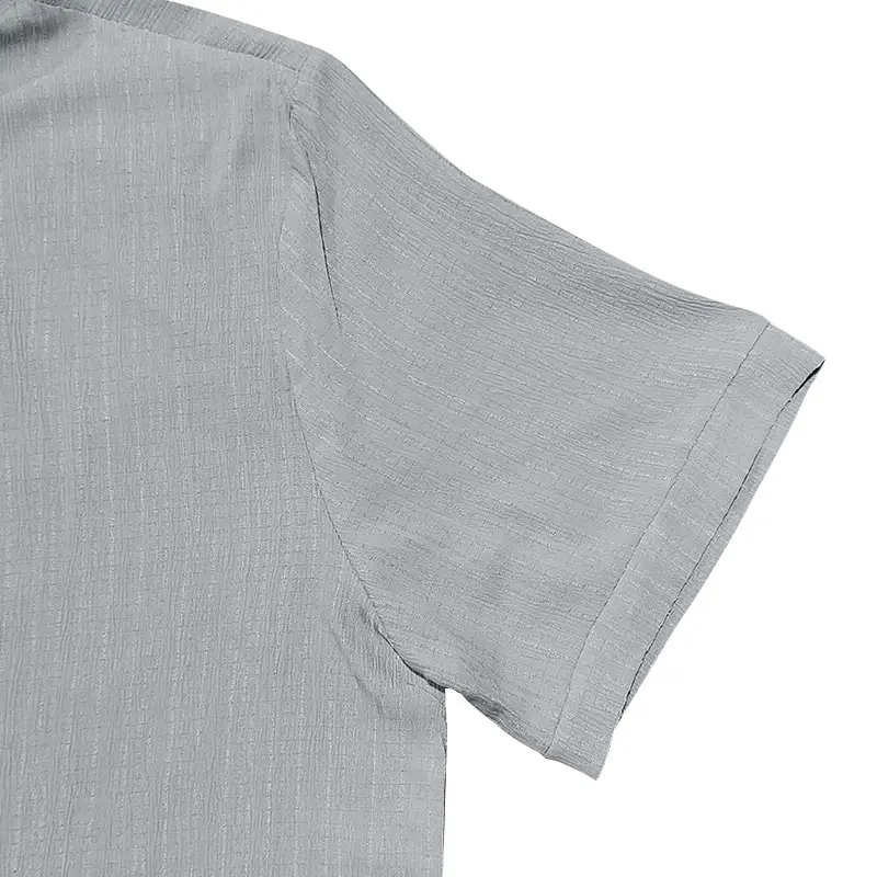 Men's 2025 Button Short-Sleeve Shirt Light Blue Striped — feature 29