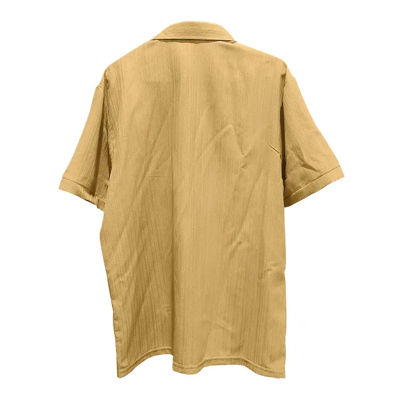 Men's 2025 Button Short-Sleeve Shirt Light Blue Striped — feature 41