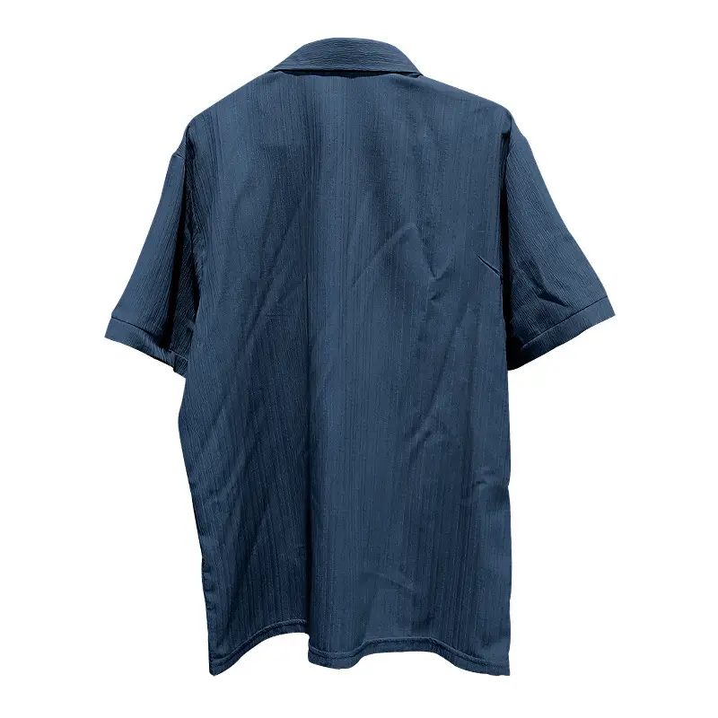 Men's 2025 Button Short-Sleeve Shirt Light Blue Striped — feature 6