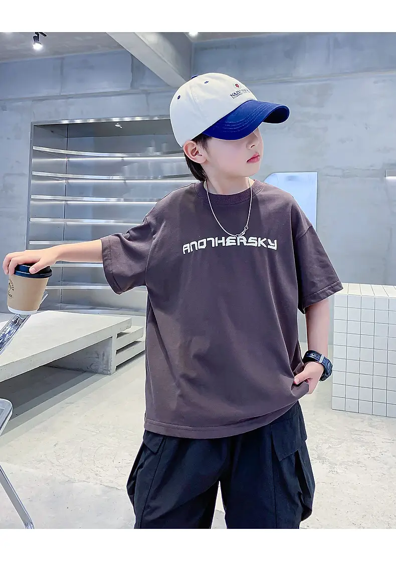Boys Black Cotton T-Shirt 2026 Summer Loose Fit — feature 10