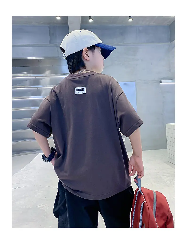 Boys Black Cotton T-Shirt 2026 Summer Loose Fit — feature 11