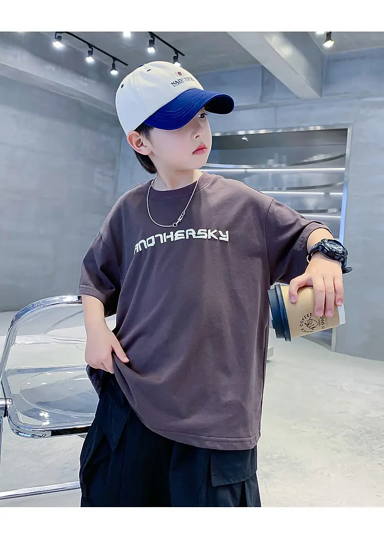 Boys Black Cotton T-Shirt 2026 Summer Loose Fit — feature 13