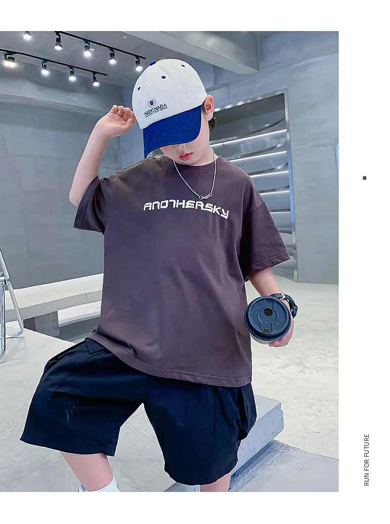 Boys Black Cotton T-Shirt 2026 Summer Loose Fit — feature 9