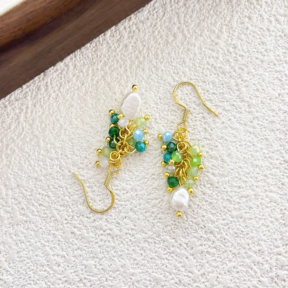 Cross-Border Grape Pearl Glass Earrings - Image 4