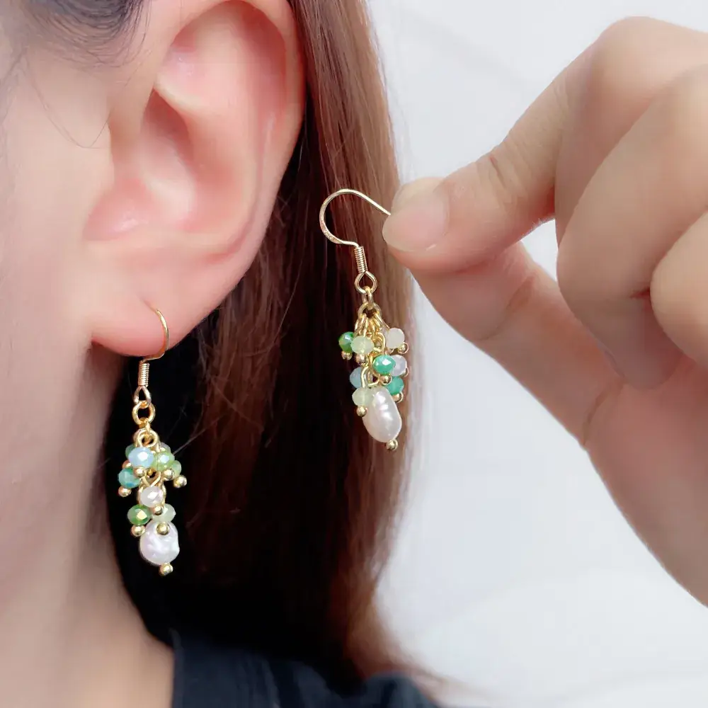 Cross-Border Grape Pearl Glass Earrings - Image 5
