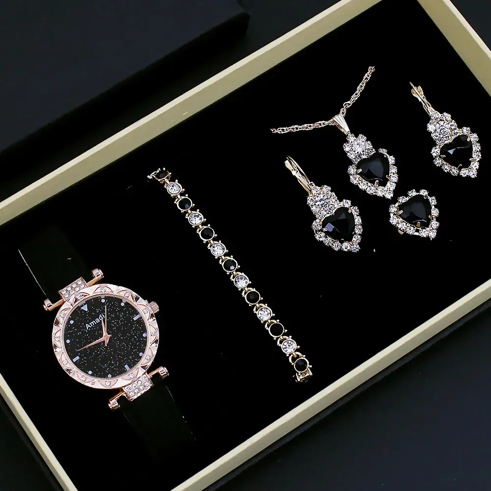 Women's Quartz Watch with Diamond Bracelet Set - Image 2