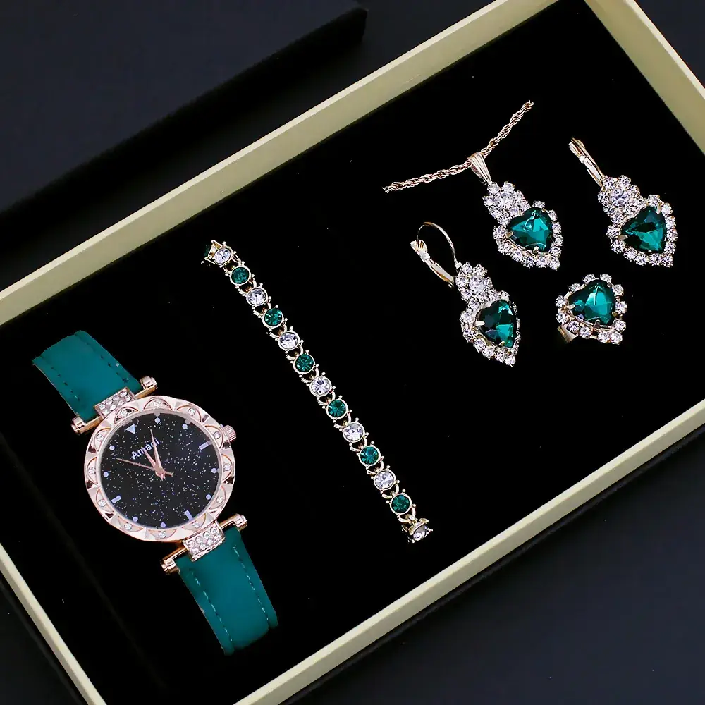 Women's Quartz Watch with Diamond Bracelet Set - Image 5
