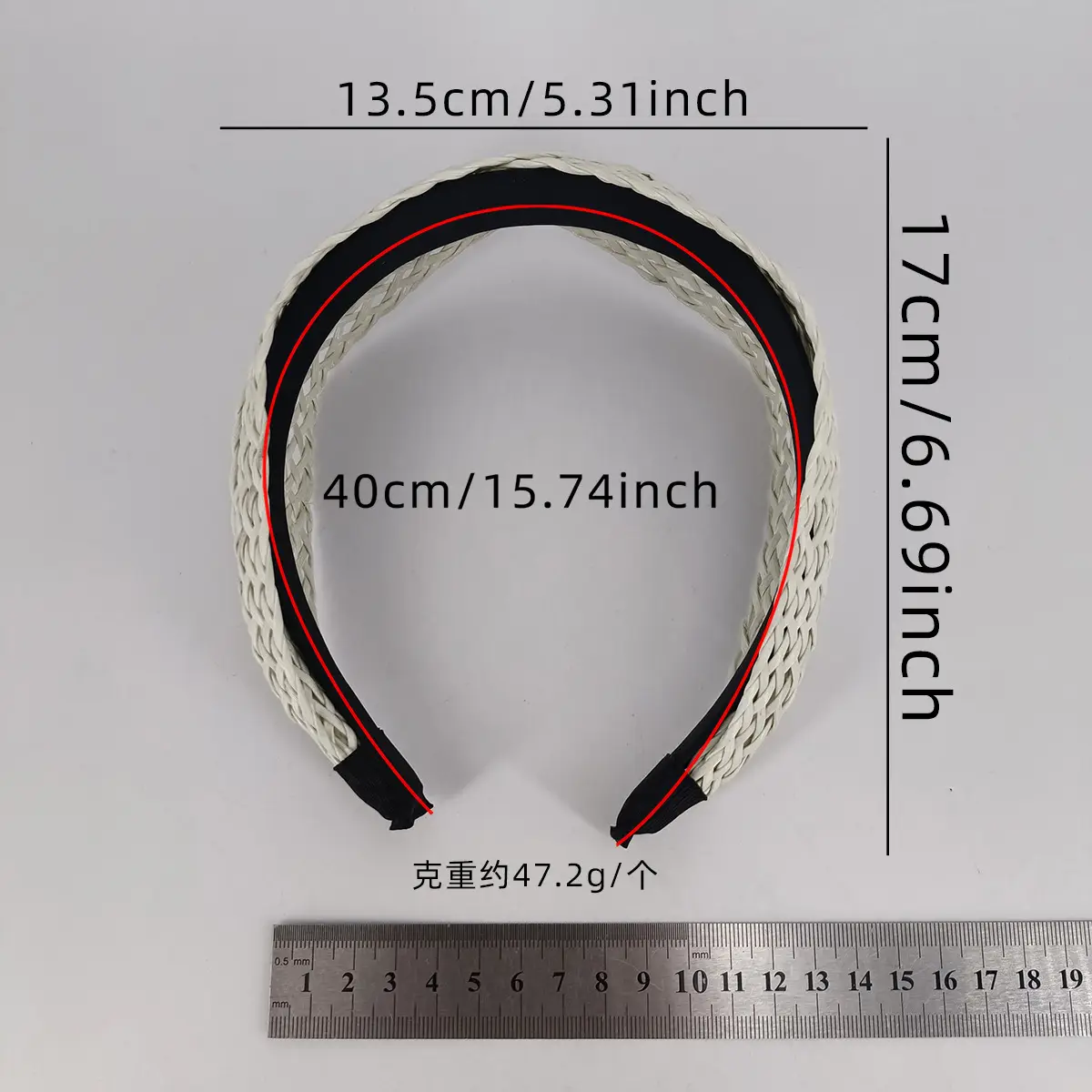 Black Hollow Rattan Wide Brim Headband for Women