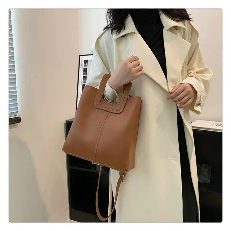 Korean Style Brown Leather Bucket Bag 2022 β feature 1