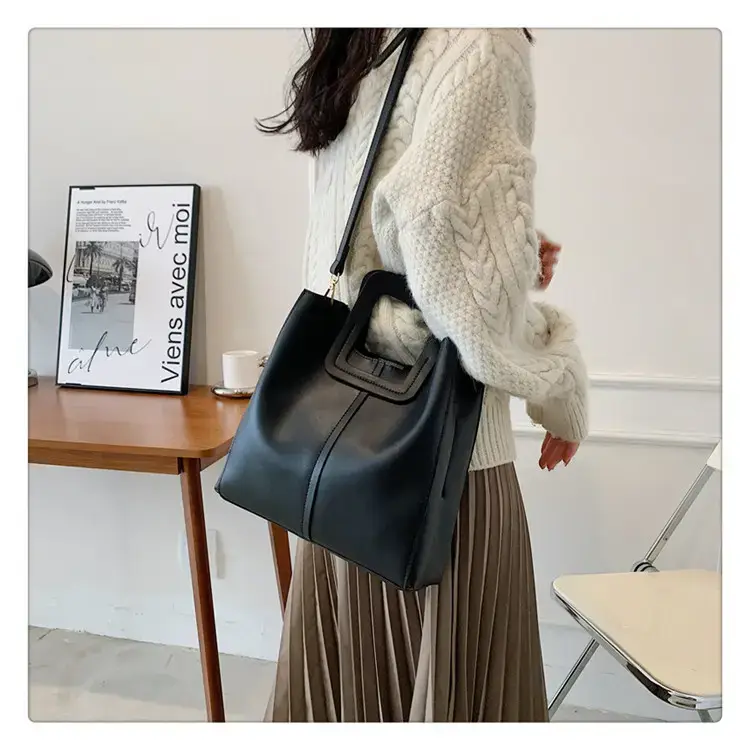 Korean Style Brown Leather Bucket Bag 2022 β feature 10