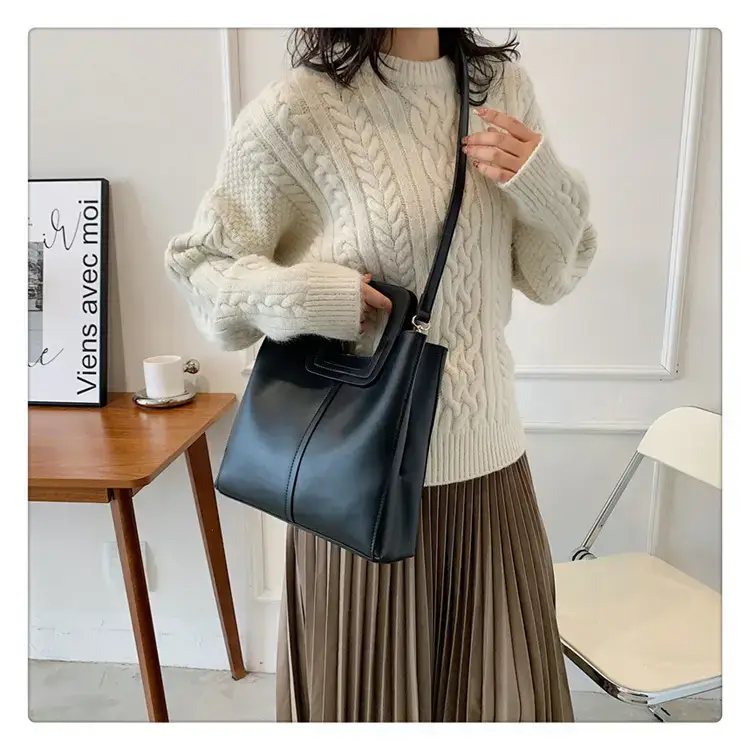 Korean Style Brown Leather Bucket Bag 2022 β feature 12
