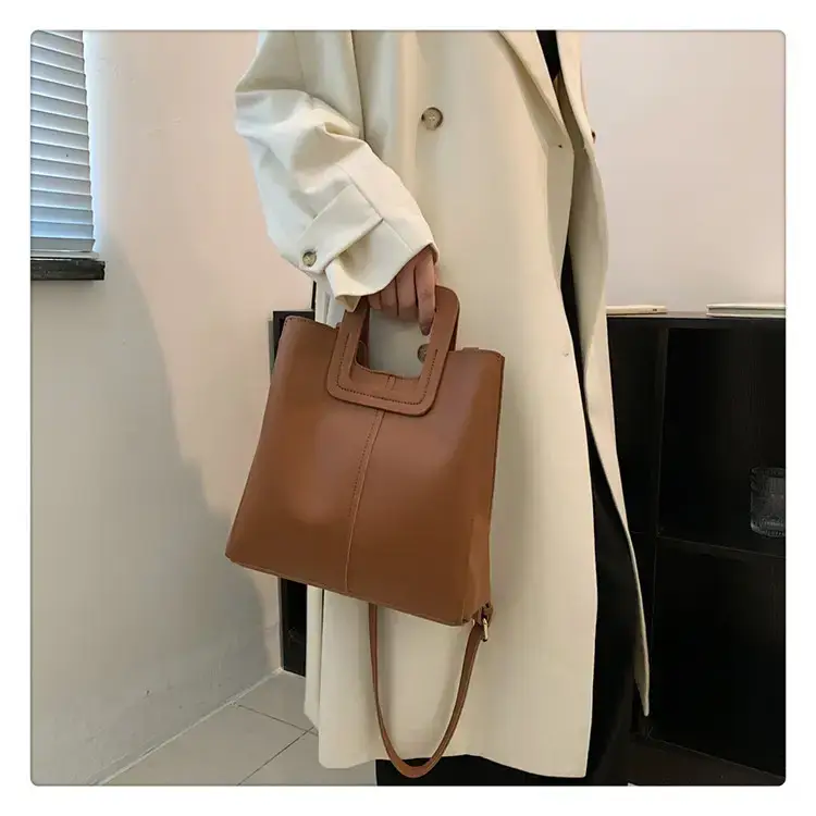 Korean Style Brown Leather Bucket Bag 2022 β feature 20
