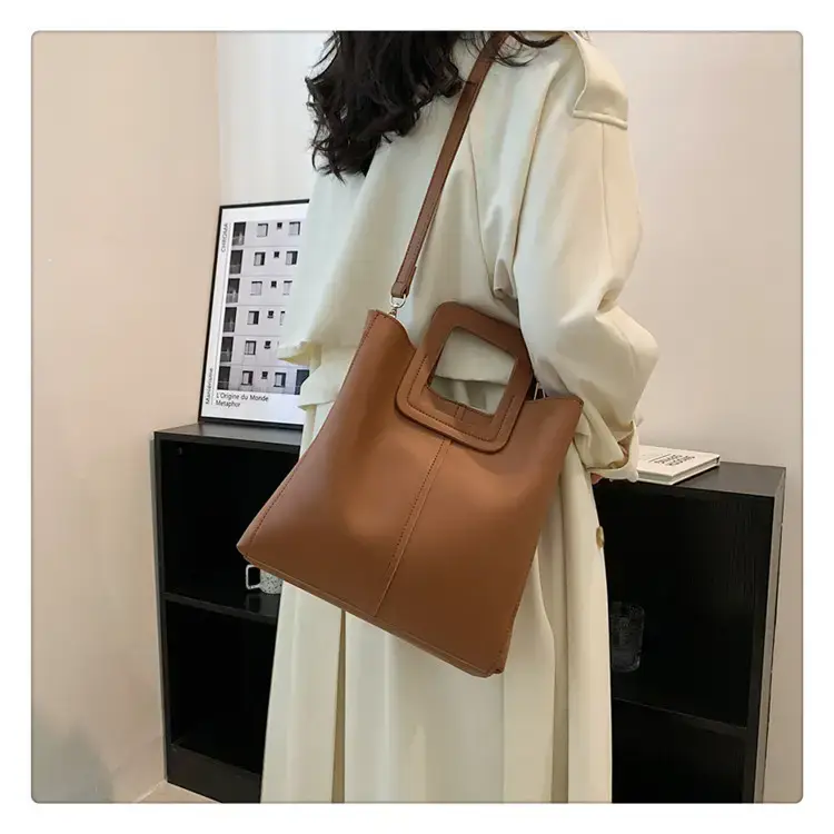 Korean Style Brown Leather Bucket Bag 2022 β feature 21