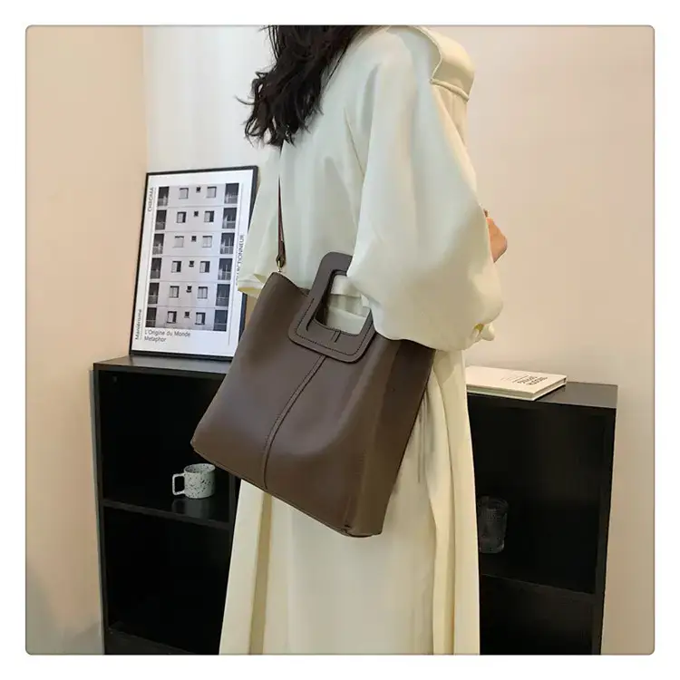 Korean Style Brown Leather Bucket Bag 2022 β feature 22