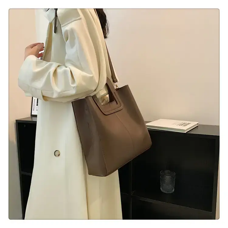 Korean Style Brown Leather Bucket Bag 2022 β feature 24