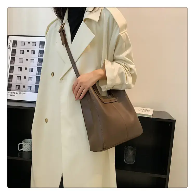 Korean Style Brown Leather Bucket Bag 2022 β feature 25