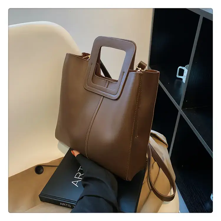Korean Style Brown Leather Bucket Bag 2022 β feature 27