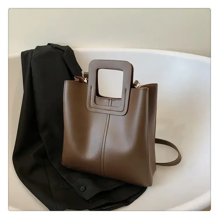 Korean Style Brown Leather Bucket Bag 2022 β feature 29