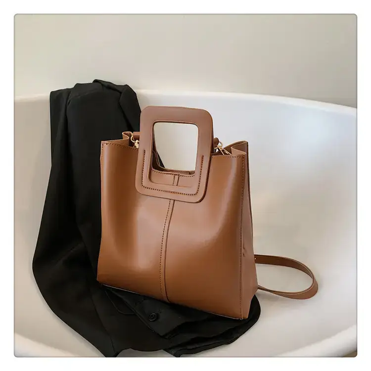 Korean Style Brown Leather Bucket Bag 2022 β feature 30