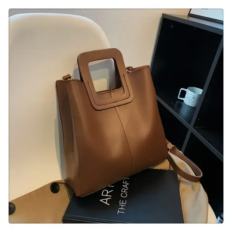 Korean Style Brown Leather Bucket Bag 2022 β feature 36