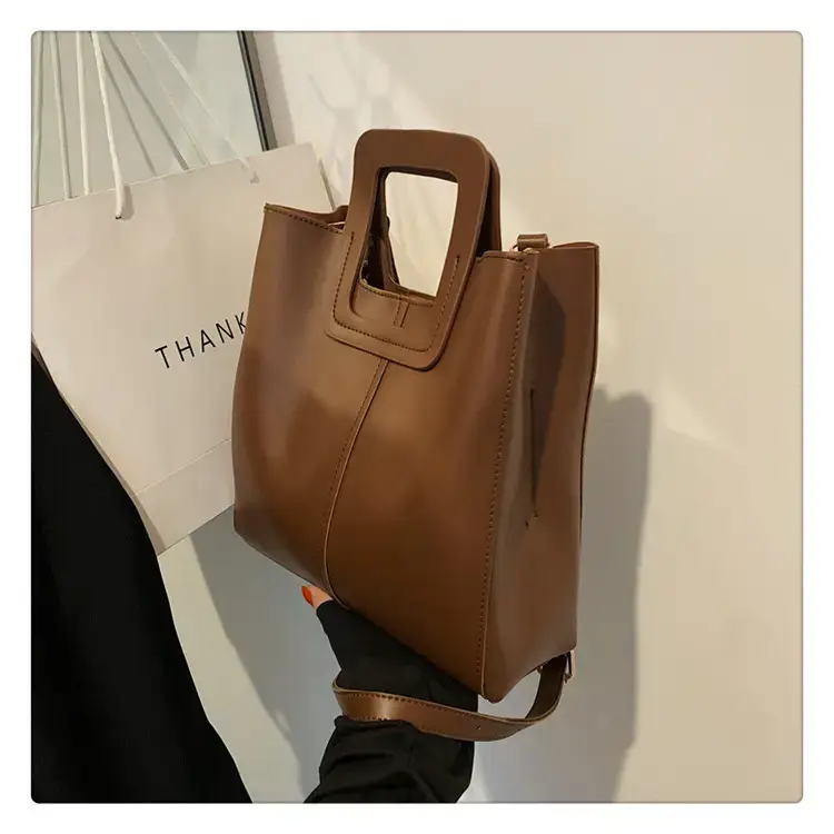 Korean Style Brown Leather Bucket Bag 2022 β feature 37
