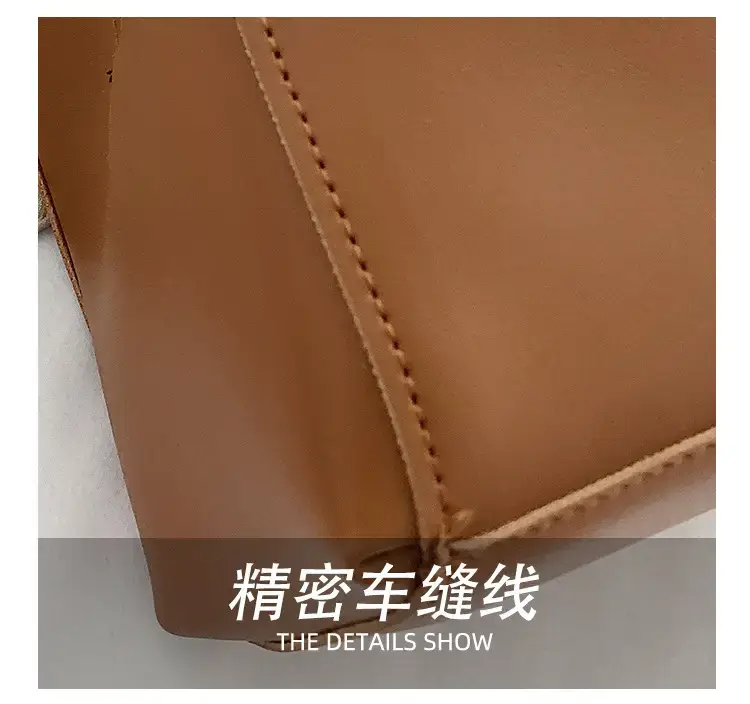 Korean Style Brown Leather Bucket Bag 2022 β feature 8