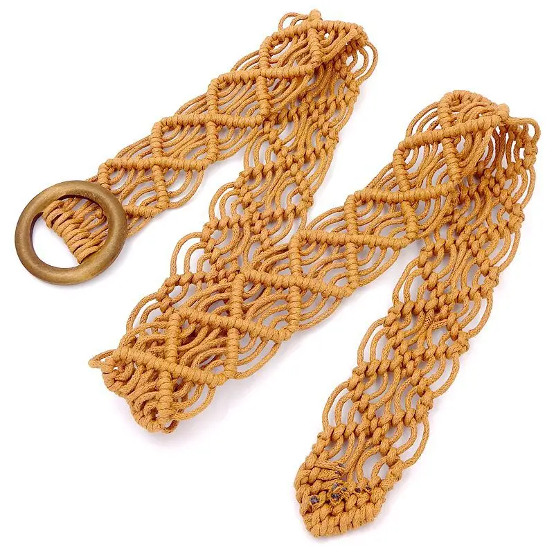 Black Ethnic Woven Belt with Wooden Ring - Image 6
