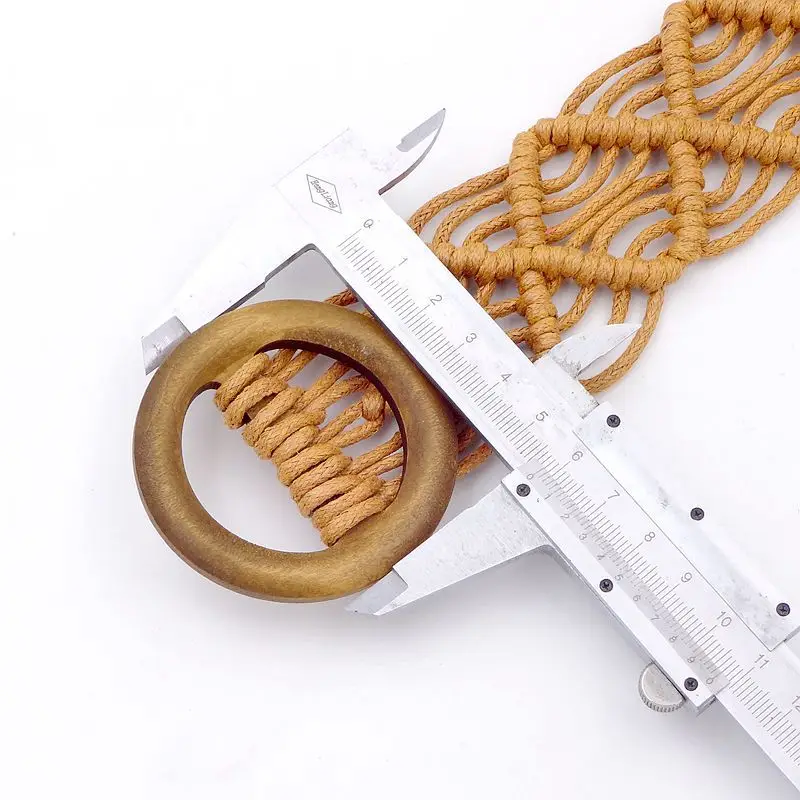 Black Ethnic Woven Belt with Wooden Ring — feature 2